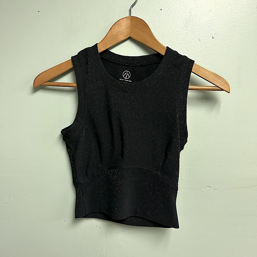 Black Fitted Sleeveless Crop Tank Top